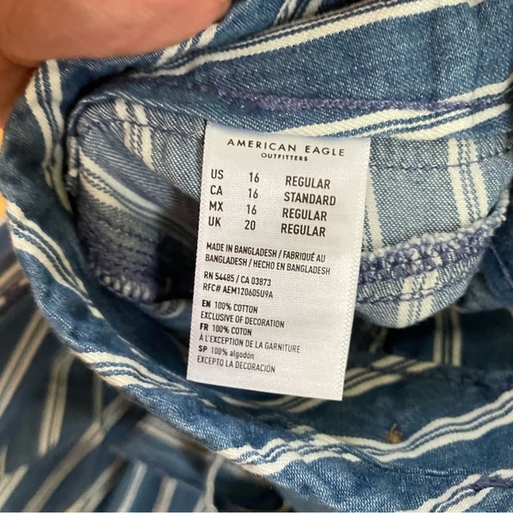 American Eagle Striped Blue Wide-Leg high waisted palazzo Pants 16 - Picture 8 of 11